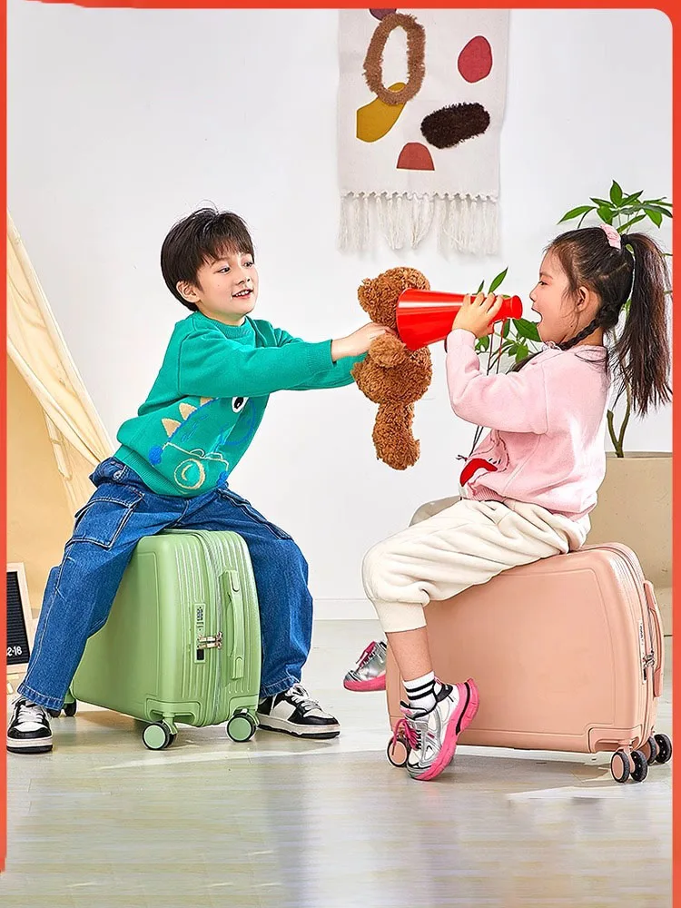 18/20 Inch Kid's Luggage Can Sit and Ride Girl Lightweight Children Boarding Trolley Case Walking Small Suitcase Boy