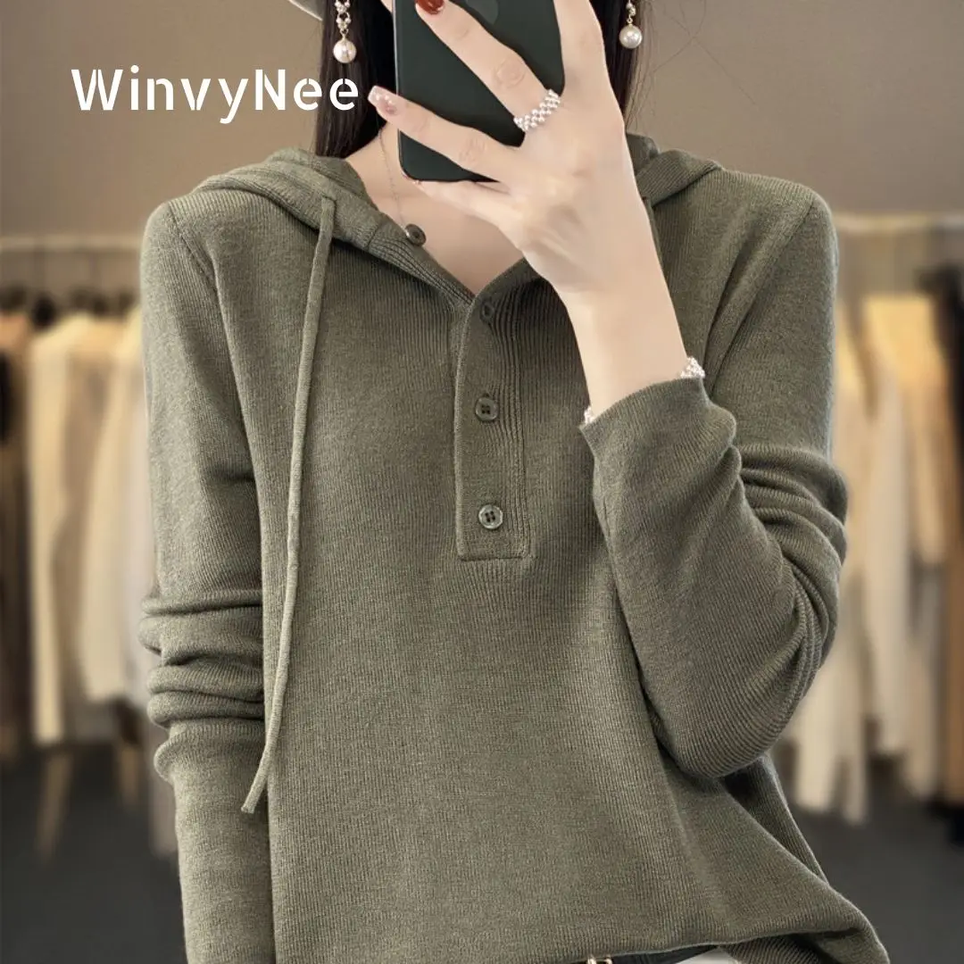 

Женский весенний базовый вязаный худи WinvyNee, шерстяной пуловер, однотонный свободный удобный свитер, мягкая повседневная модная верхняя одежда ZA1047011