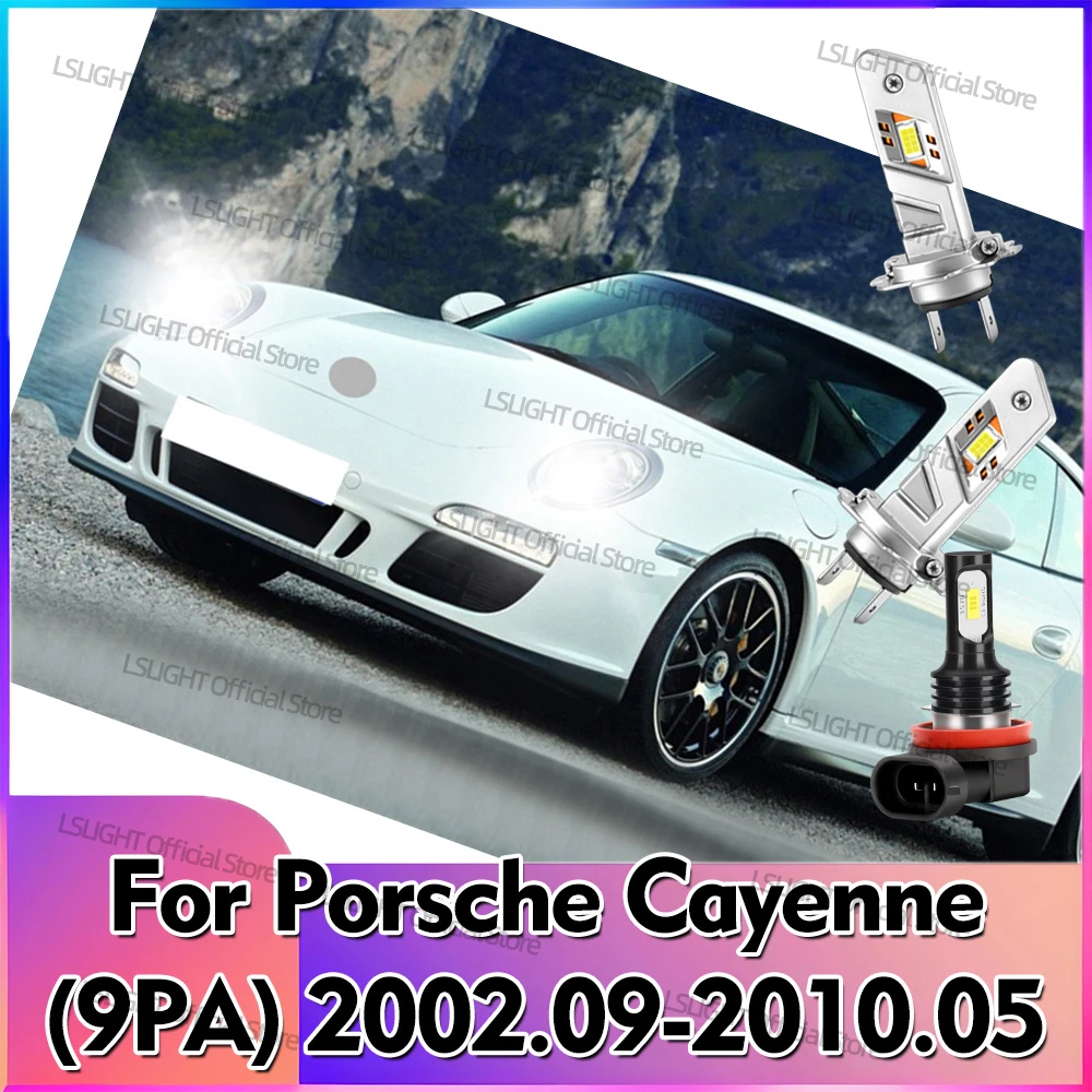 2/6x Car Headlamps 6000K Fog Bulbs 12V For Porsche Cayenne (9PA) 2003 2004 2005 2006 2007 2008 2009 Front LED Headlights 30000LM