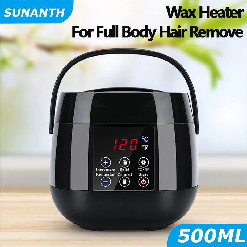 500ML Wax Heater Set For Body Hair Removal Unisex / Black And White Color Electric Display Screen Wax Heater / 200g Wax Beans