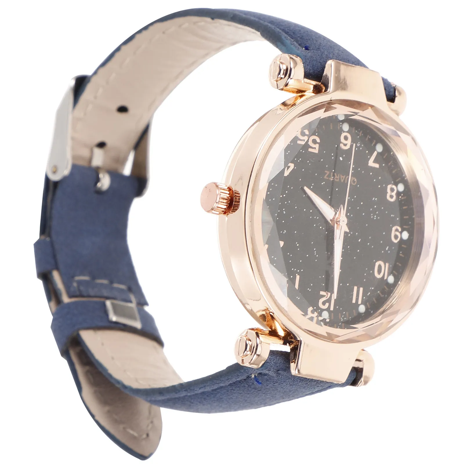 Ladies Luminous Retro Quartz Watch Sky Pattern Rhinestone Decor Strap Fashionable Eco Friendly Reliable