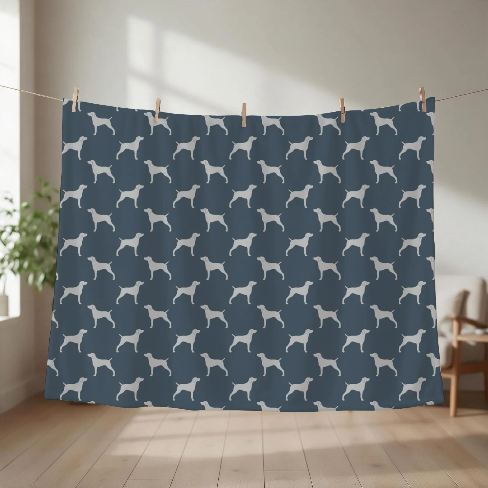Weimaraner Silhouette(s) Throw Blanket couch cozy soft plush fuzzy picnic outdoor blanket