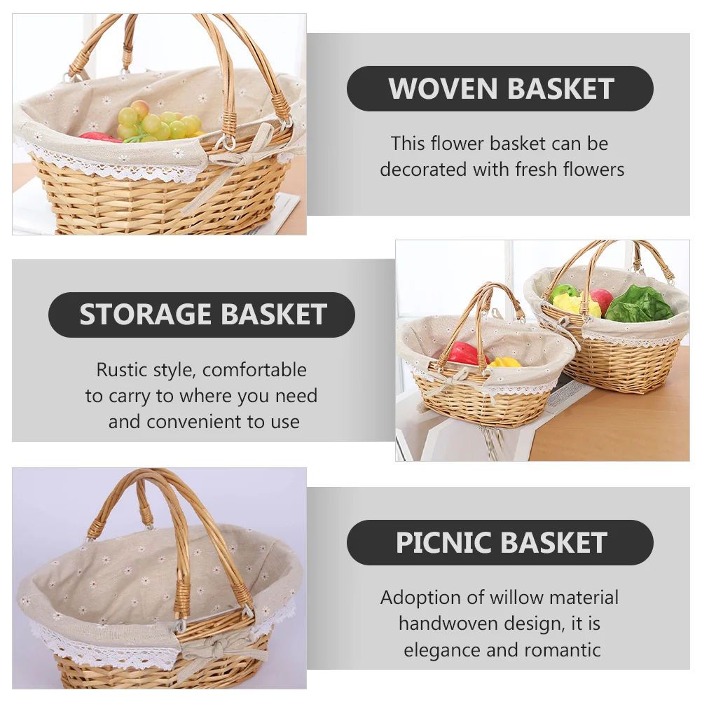 Picnic Basket Storage Outdoor Reflective Smooth Garden Sphere Handle Cloth Flower Girl Child Planter Decorative Balls