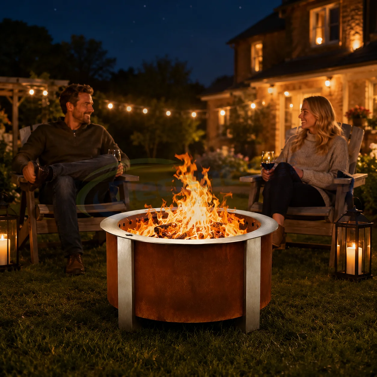 22.1 Inch Smokeless Steel Fire Pit for Outside, 47 Lbs Portable Backyard Patio Garden Hammock Stands