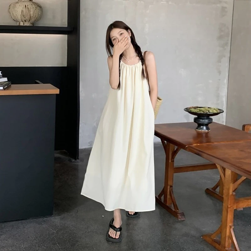 

Женская одежда, летнее однотонное свободное повседневное пляжное праздничное длинное платье без рукавов