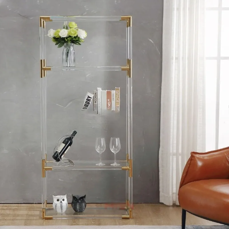 plexiglass furniture stainless steel electroplated acrylic bookshelves, decorative shelves, storage flower racks