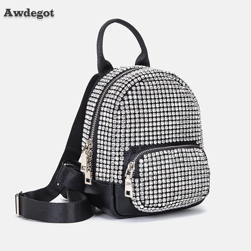 Crystal Rhinestone Women Bag  Luxury Designer Purse Female Backpacks Diamonds Handmade Shining Ladies Backpack Small Mini