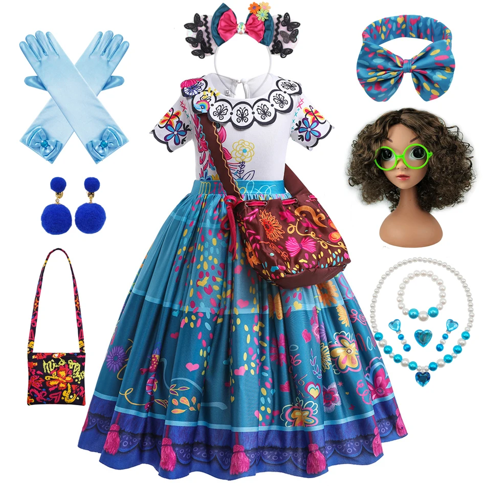 

Girls Encanto Charm Dresses Carnival Halloween Children Princess Mirabel Dress Birthday Party Madrigal Costume Kids Prom Gowns