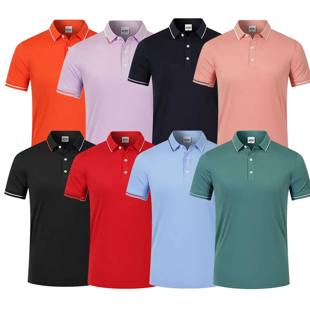 Men's Short Sleeved Polo Shirt for Spring Summer With Breathable Mesh Collar Orange Purple Other Color Options