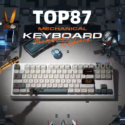 Darmoshark TOP87 Three-mode Mechanical Keyboard, Customized Game Keyboard, RGB,Full-key Hot-swappable, Custom Knob Color Screen