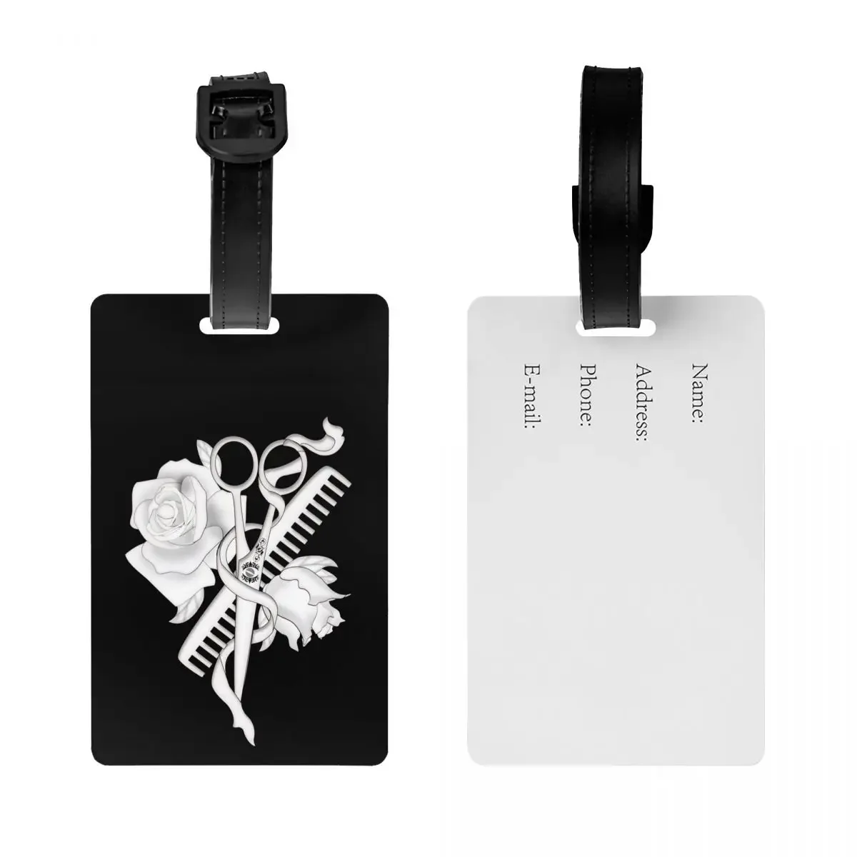 Hairdresser Stylist Gift Luggage Tags for Suitcases Hairstylist Scissors Comb Privacy Cover Name ID Card