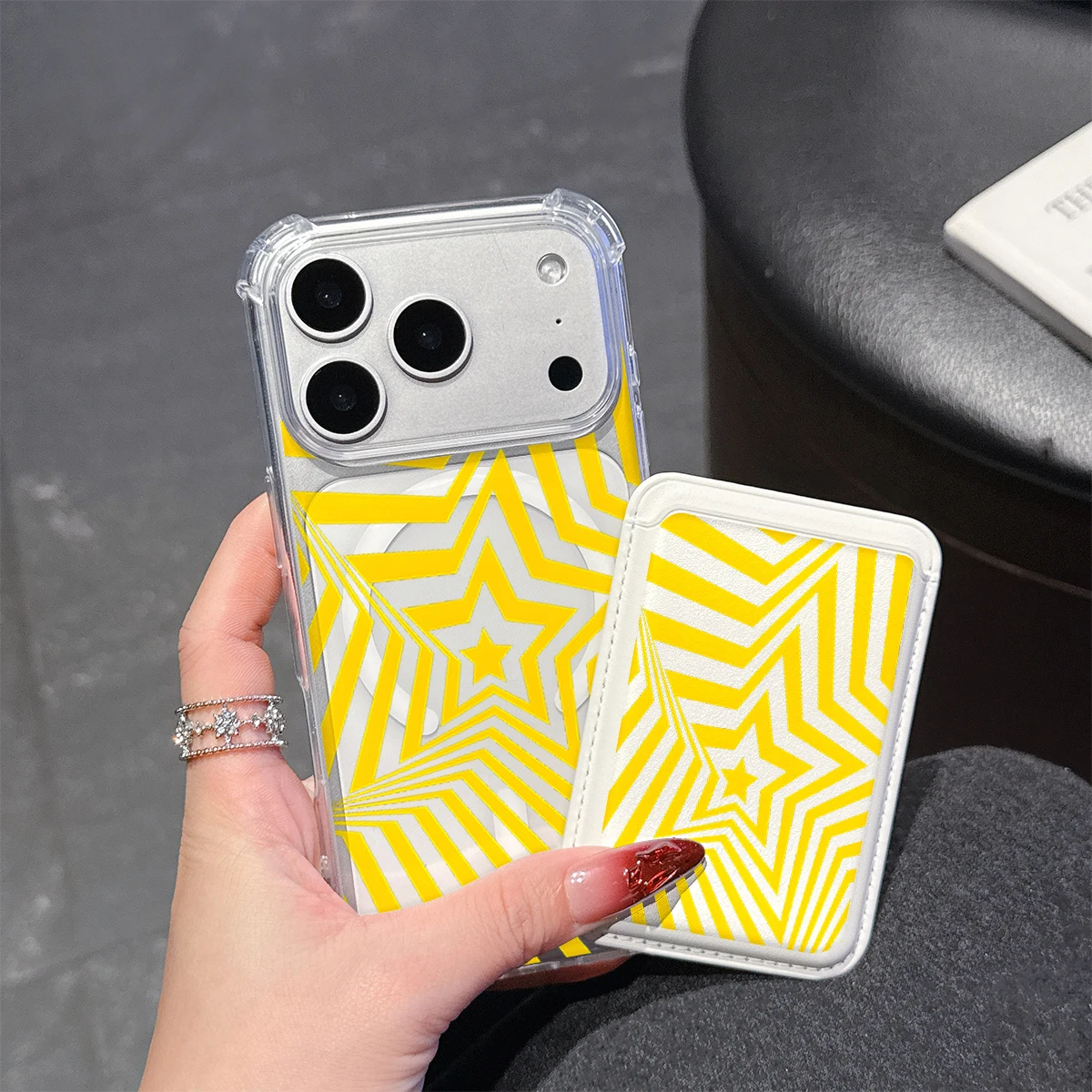 3D Star Phone Case For iPhone 17 16 15 14 13 Pro Max Plus Wallet Pocket Transparent Soft TPU for Magnetic Phone Case view 2