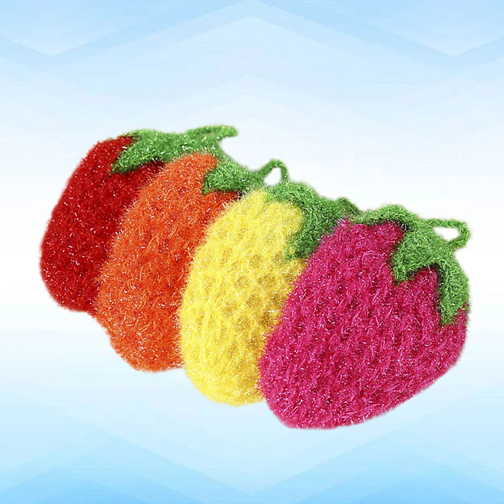

4Pcs Strawberry Shaped Dishcloth Kitchen Towel Premium Material Safe Easy Foam Cleaning Cloth Home Dish Towel Cleaning Cloth