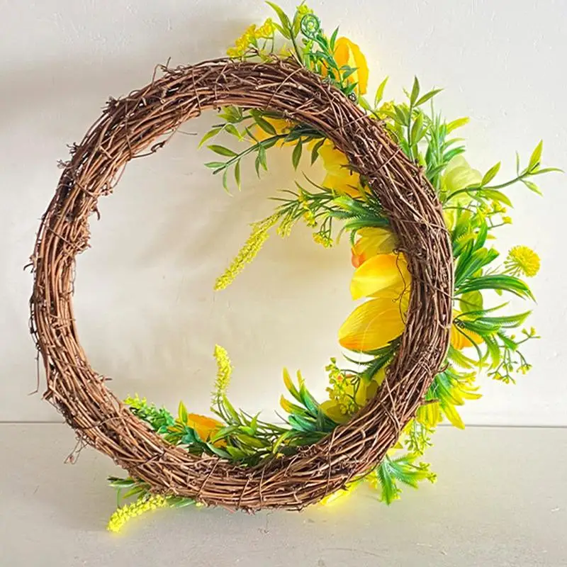 Spring Wreath Front Door Spring Artificial Roses Wreath Reusable Spring Floral Garlands For Windows Front Door Entrance Walls