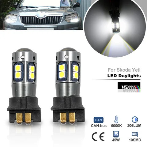 2 шт. светодиодные дневные ходовые огни для Skoda Yeti 2014 2015 2016 2017 PW16W PW24W PWY24W DLRs лампы для парковочных фонарей дневного света