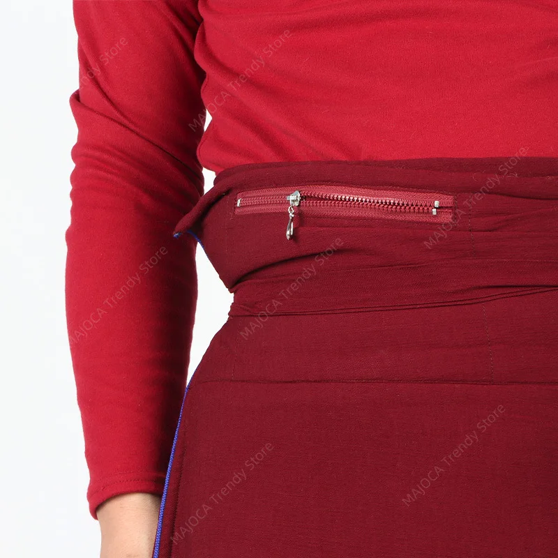 الشتاء الراهب التبتي لاما تنورة سميكة النمط التبتي الملابس الدينية التقليدية ملابس التبت البوذية