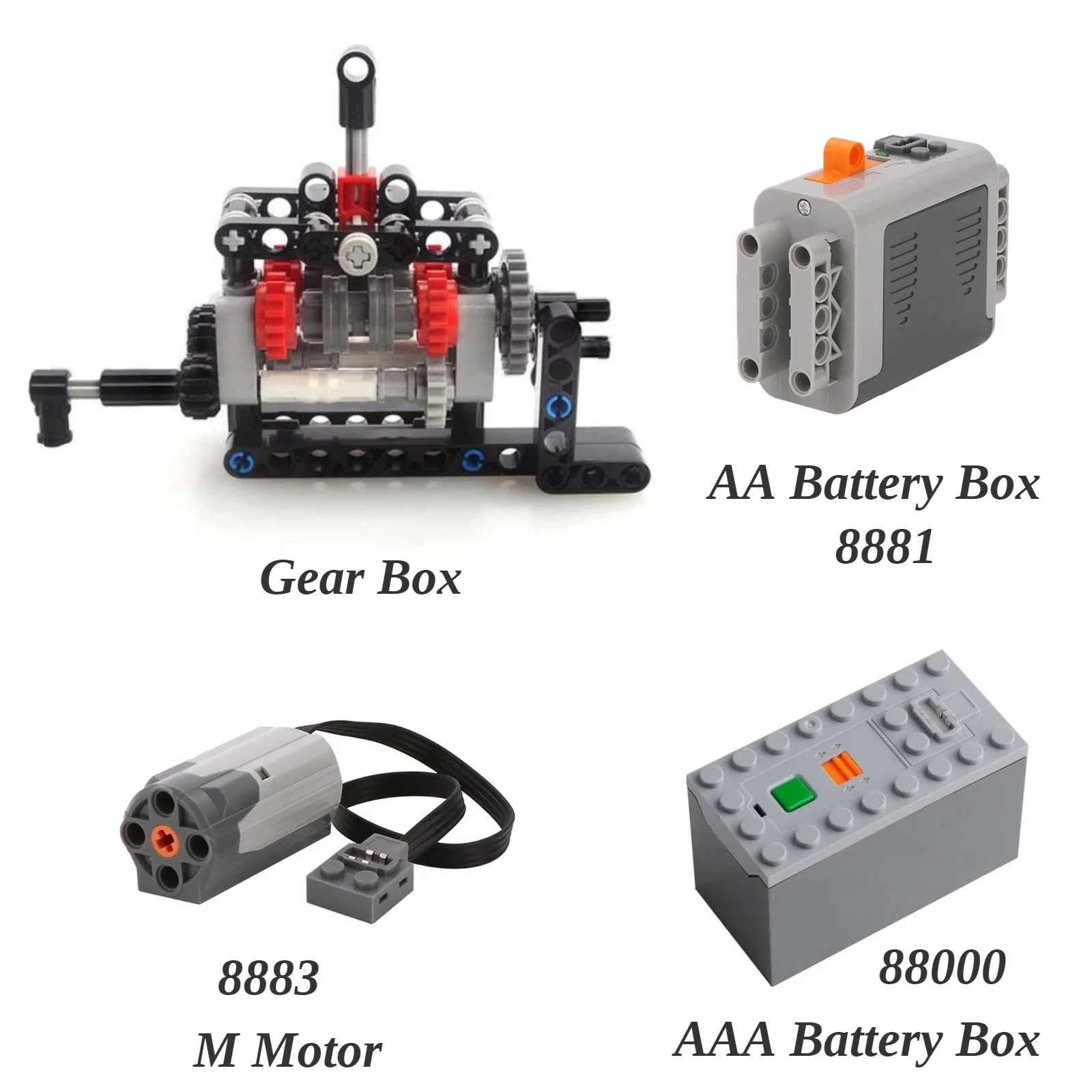 Caja de cambios de 4 velocidades MOC, Kit de transmisión Manual de alta tecnología, modelo técnico DIY, Motor M 8883, funciones de potencia, bloques de construcción