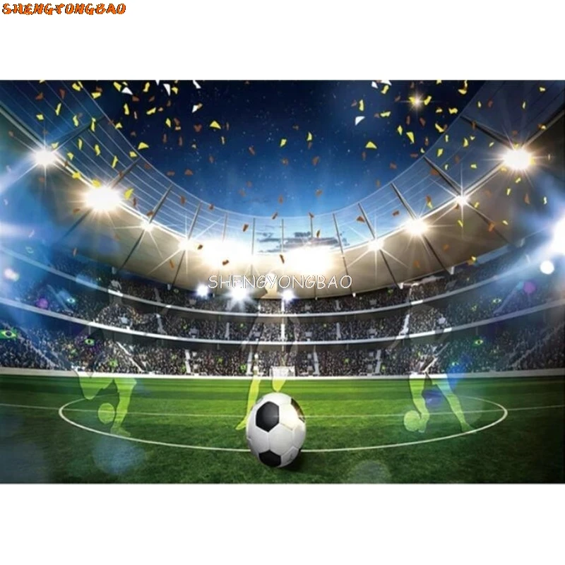 Soccer Theme Happy Birthday Photography Backdrop Props Boy Party Decorations Grass Lawn Football Field Studio Background Banner