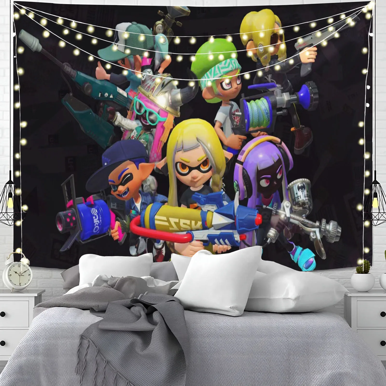 Game Splatoon Anime Kawaii Decor Tapestry Room Wall  Birthday Party  Bedroom Home Hanging