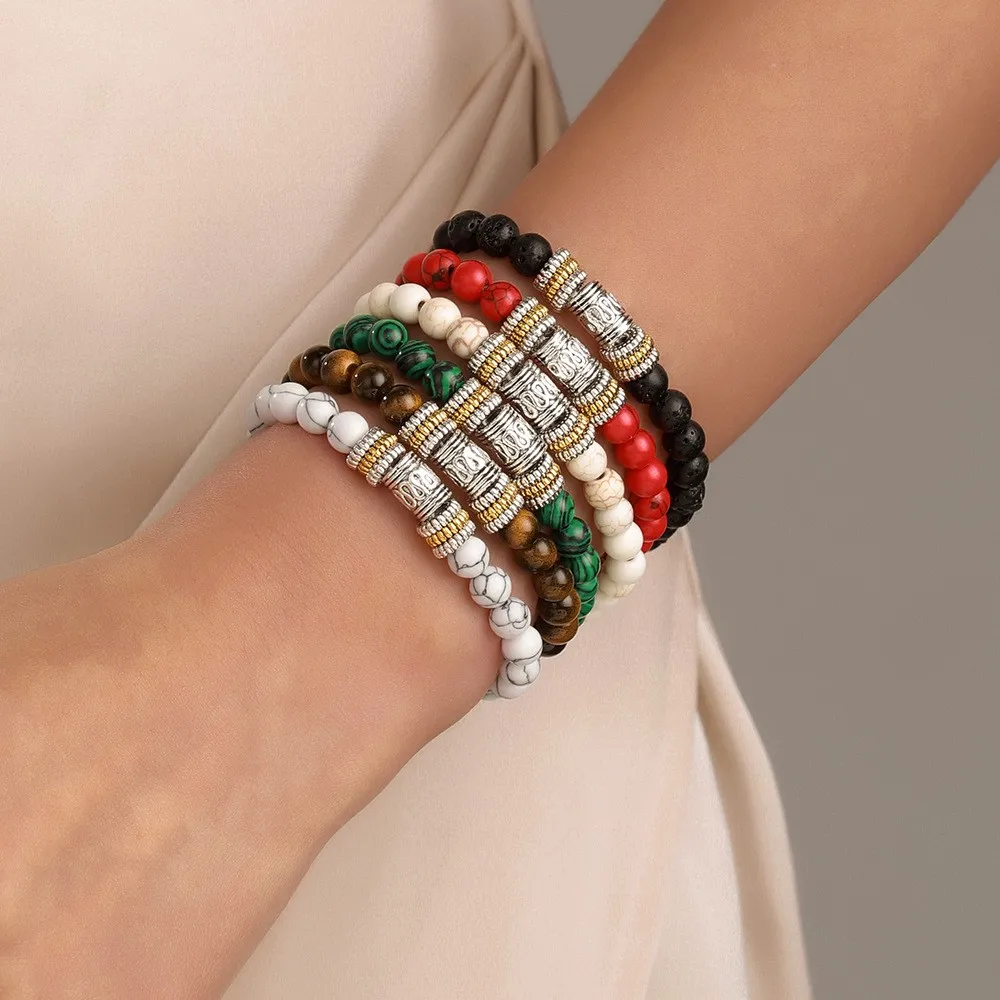 Minimalist 6mm Natural Stone Bracelet Unisex Sanskrit Yoga Meditation Beaded Braclet Lucky Red Braslet Tibetan Buddhist Pulseira