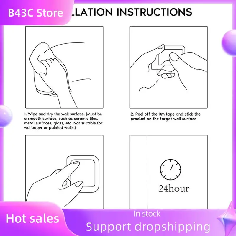 

B14C 2X Towel Ring/Hand Towel Holder - Self Adhesive Round Towel Rack Hand Towel Bar For Bathroom, Stainless Steel Black