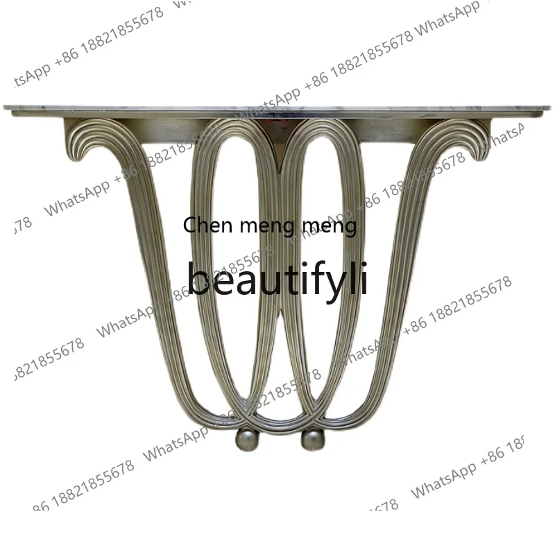 

American light luxury entrance cabinet, marble entrance table, solid wood carving ultra-narrow wall decorative table H