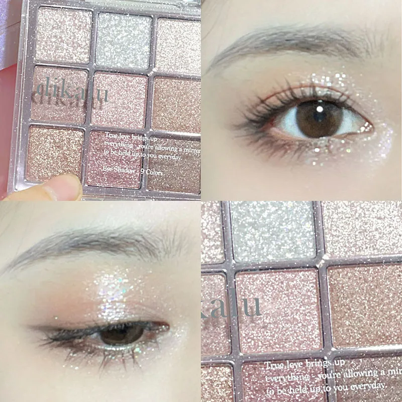 9-Color Eye Shadow Palette Glitter Pearly Eyeshadow Palette Nude Long Lasting Korean Charming Eyes Make Up Palette Cosmetics