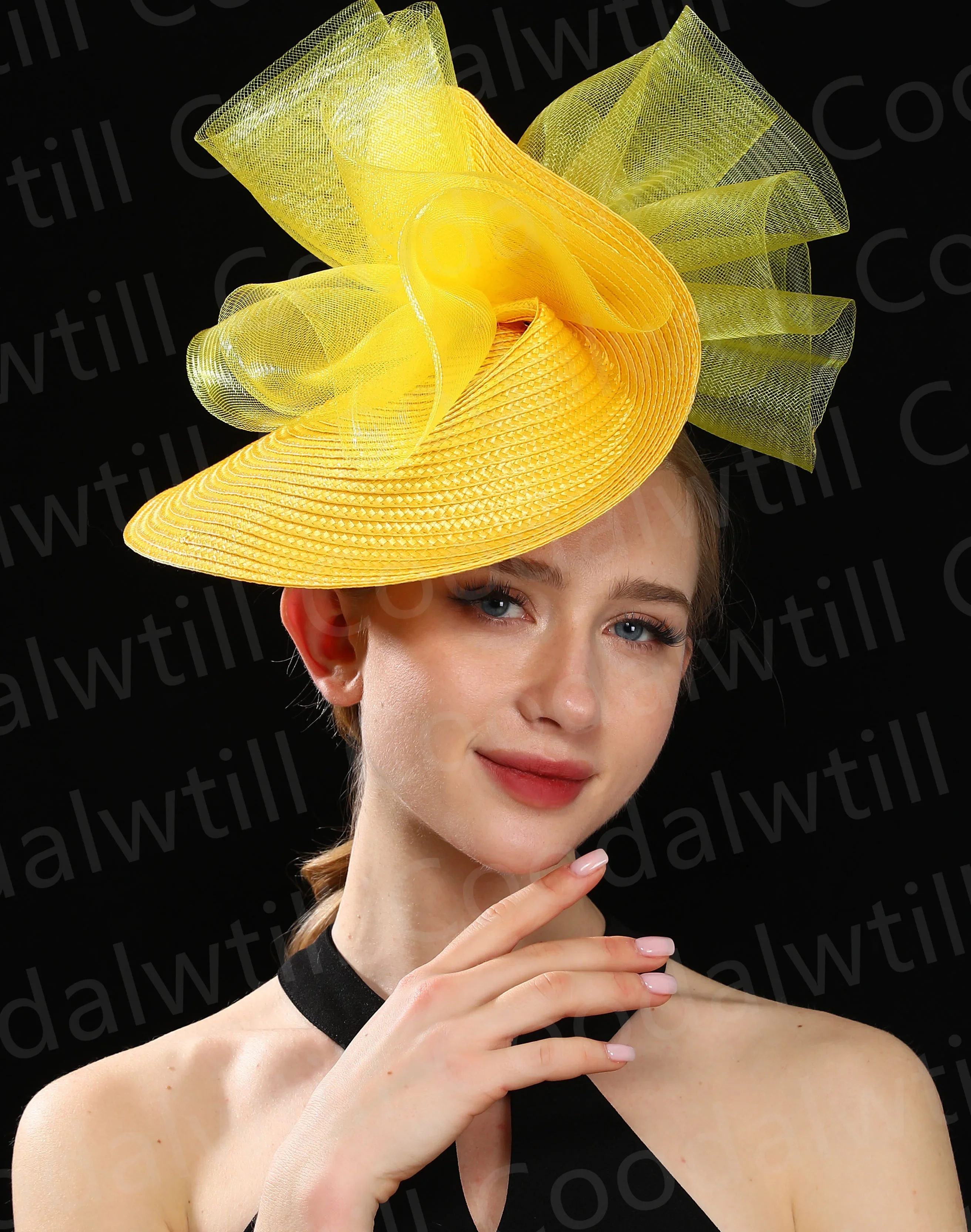 Yellow Hair Fascinators Hats Women Chic Wedding Headpiece Women Elegant Vintage Mesh New Pillbox Cap With Veils Hair Accessories