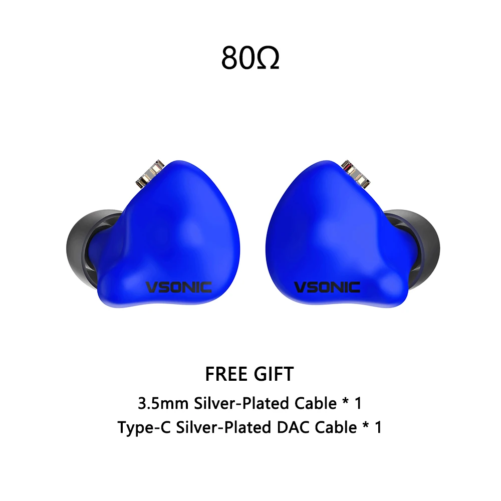 VSONIC Iceberg 80Ω IEMs HFI in-ear hoofdtelefoons 11mm CCAW dynamische driver kristalversterkte film monitor oordopjes