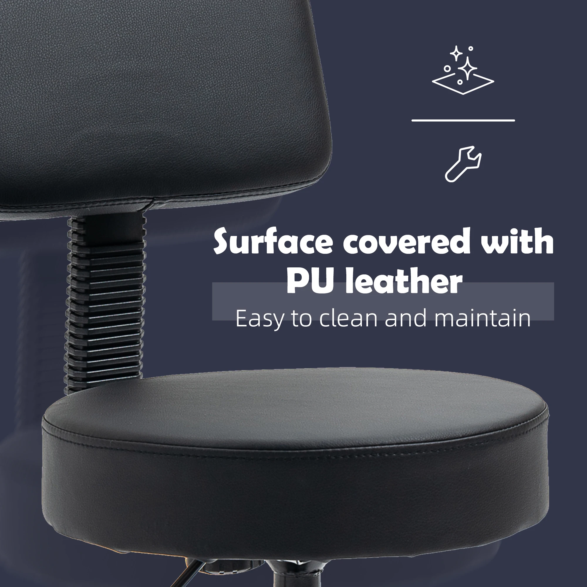 HOMCOM Adjustable Swivel Salon Chair Padded Seat Back 5 Wheels