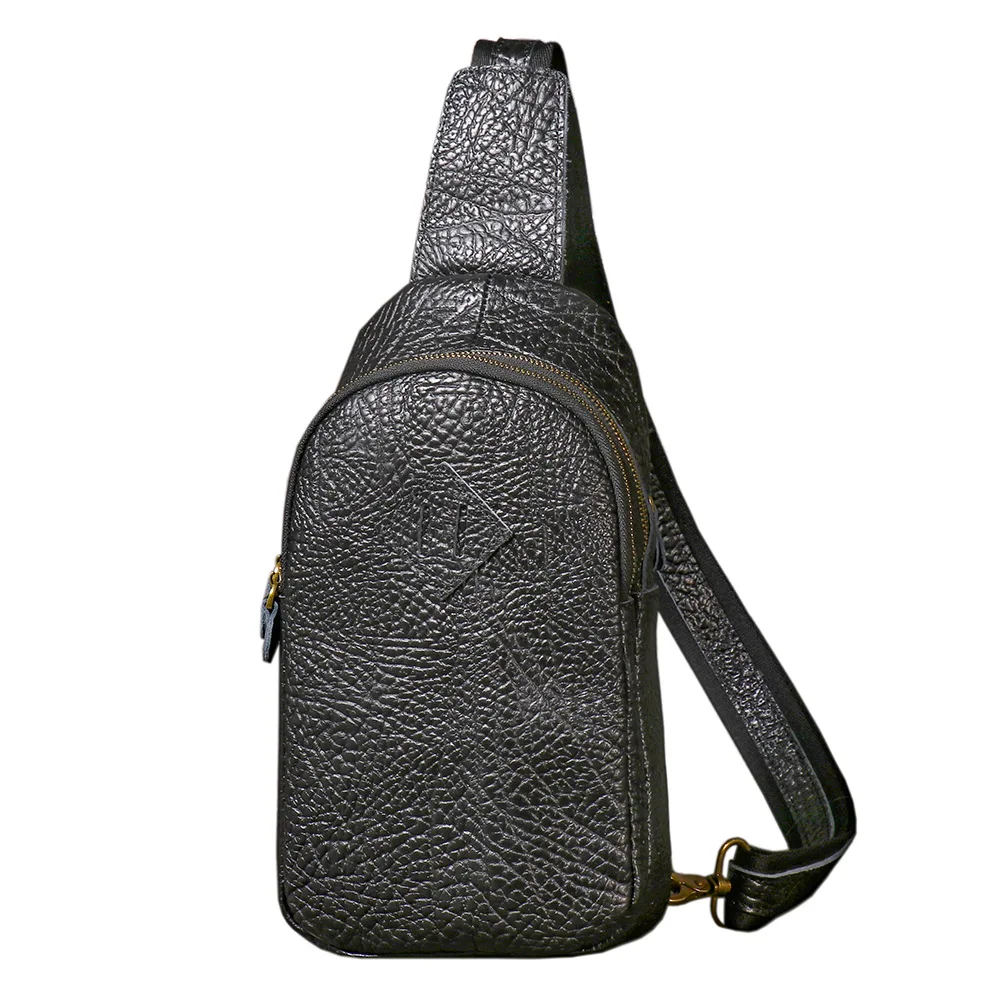 

Men's Genuine Leather Chest Bag Casual Crossbody Sling Pack Travel Shoulder Bag for Riding Small Backpack