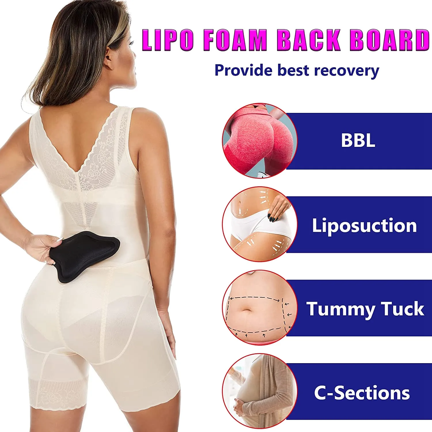 บอร์ดหลังโฟม Lipo, BBL Lumbar Molder, บอร์ดโฟม Lipo แบบบีบอัดด้านหลังสําหรับ BBL และการดูดไขมันหลังการผ่าตัด