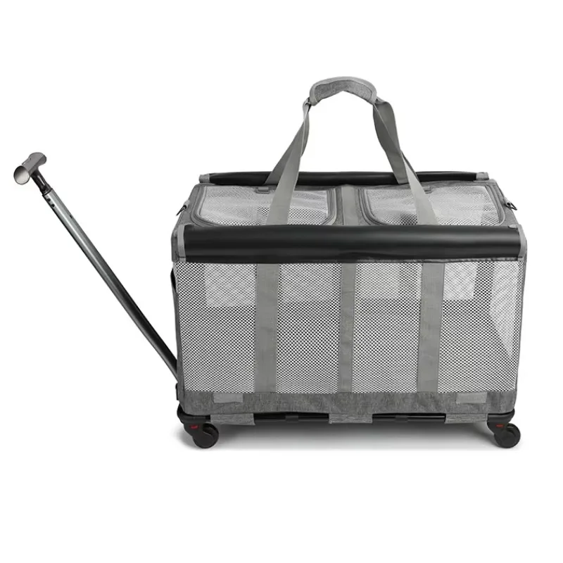 

Grey Breathable Lightweight Pet Strollers Comfortable Dog Cats Carrier Large Space Pet Strollers