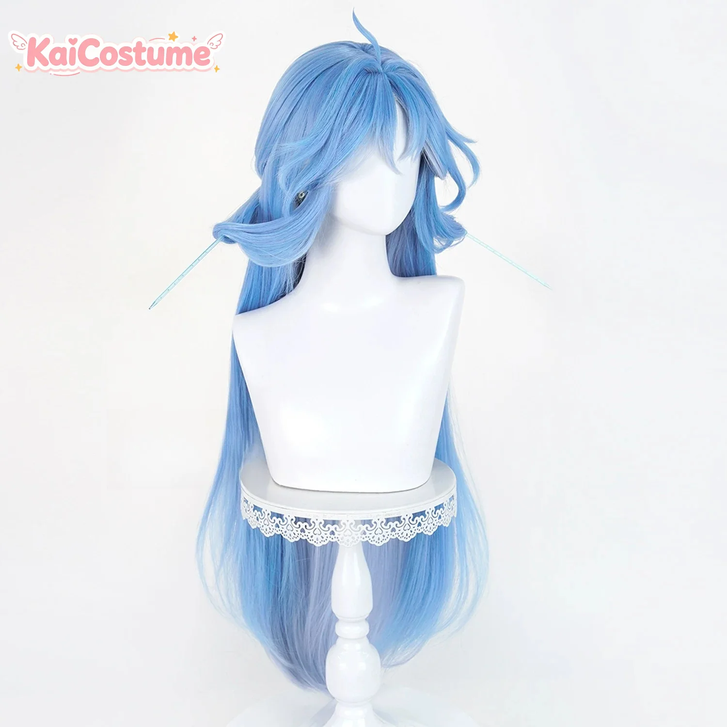 Qingxiao Cosplay Wig Wuthering Waves Hairpiece Realistic Handmade Scalp Top Clip Ponytail Bun Heat Resistant Synthetic Hair view 3