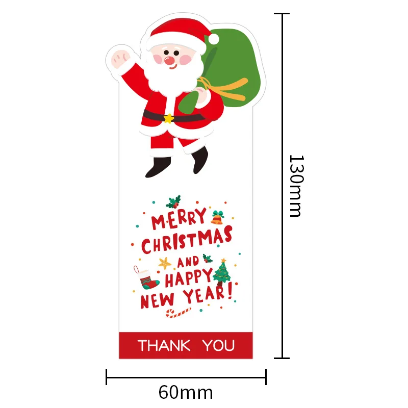 Cute Merry Christmas Stickers 50Pcs 6*13cm Red Santa Claus Gift Decorative Sealing Stickers Packaging Box Labels Christmas Tag