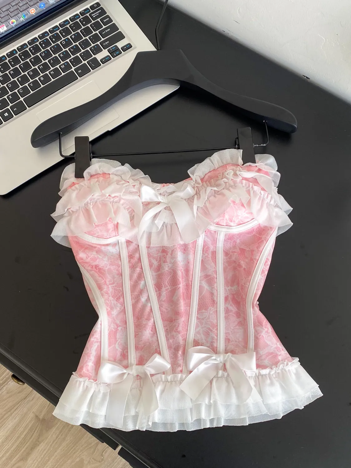 

Элегантный кружевной укороченный топ-корсет Foamlina в французском стиле с рюшами и бантом для вечеринок и свиданий