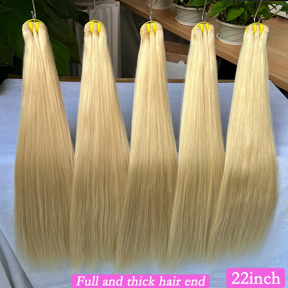 

Double Drawn 613 Blonde Colored Bone Straight Human Hair Bundles 1/2/3/4 Pcs 100% Human Hair Weave Hair Extensions For Women