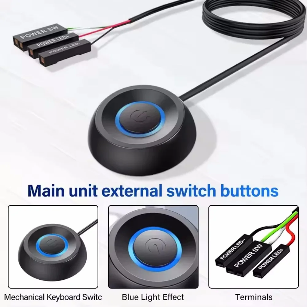 Interruptor de luzes led para computador, cabo de extensão para ligar/desligar a placa-mãe do pc, para escritório doméstico