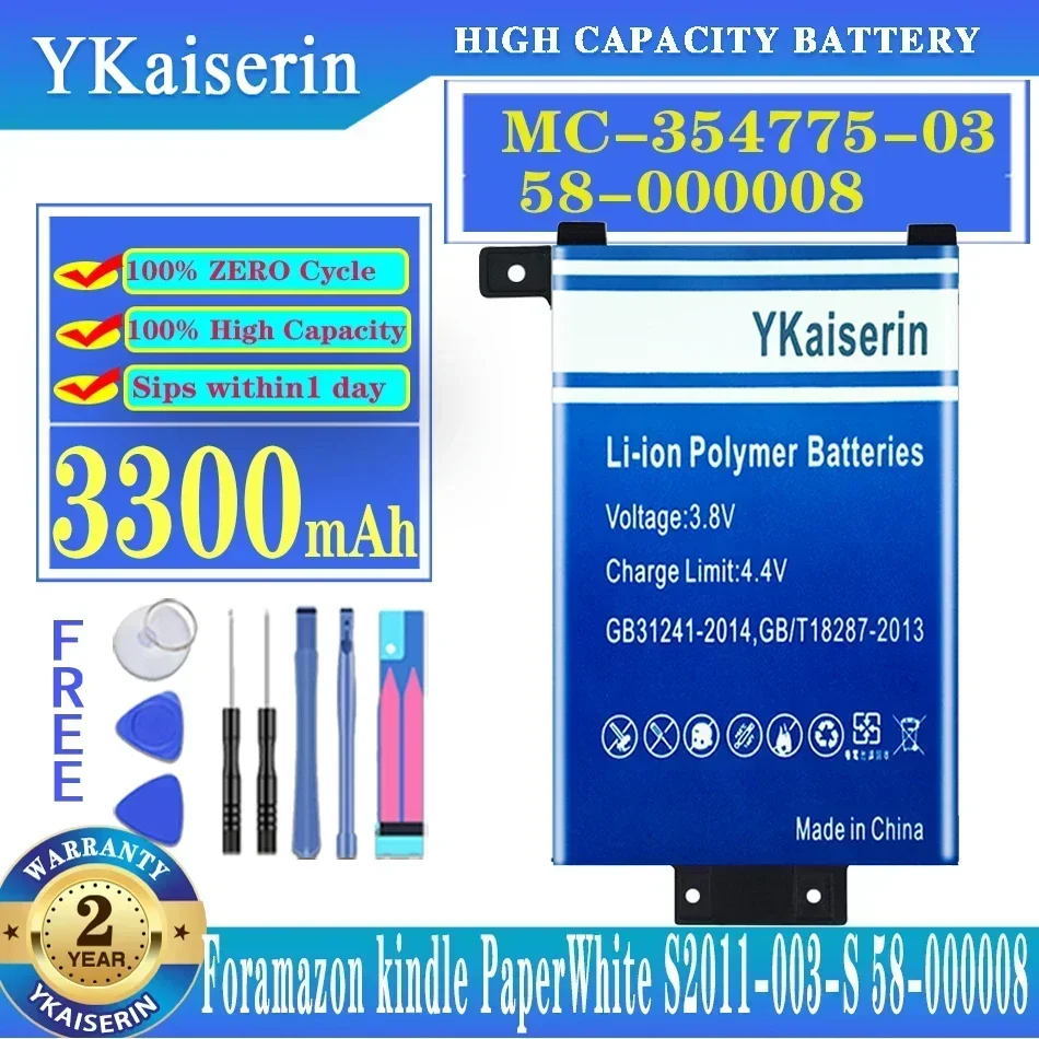 YKaiserin 3300mAh Replacement Battery for amazon kindle PaperWhite S2011-003-S 58-000008 MC-354775-03 DP75SD1