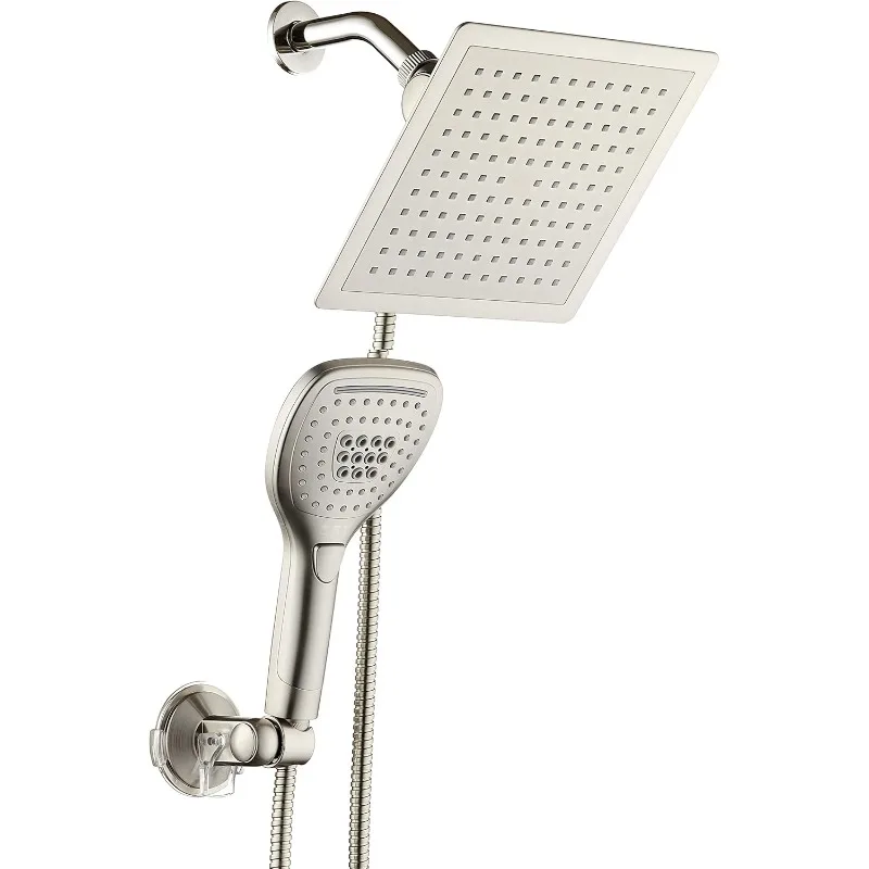 

9" Rainfall Shower Head/Handheld Combo. Convenient Push-Button Flow Control Button for easy one-handed operat