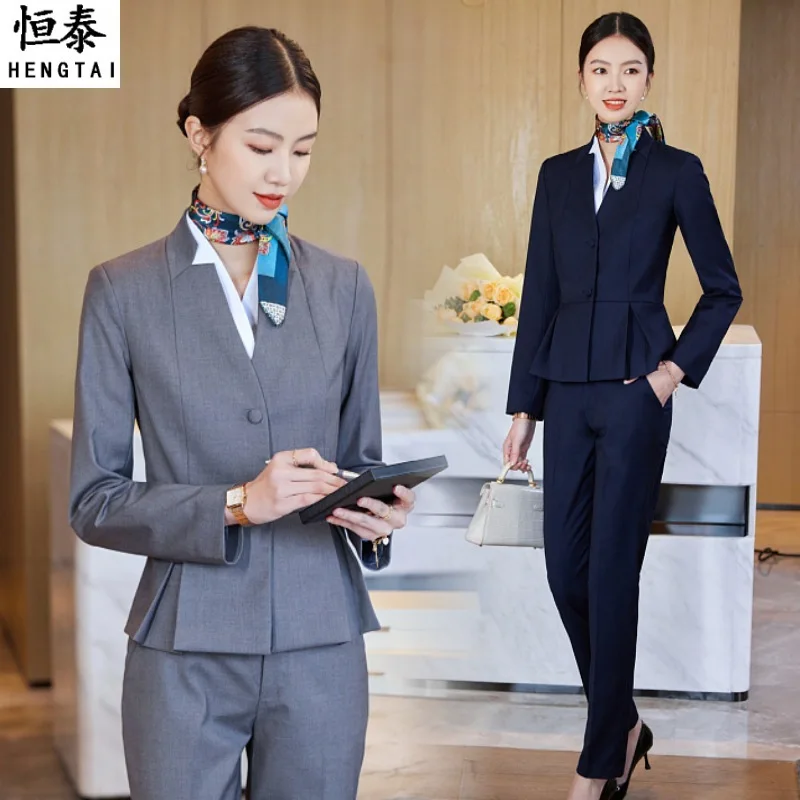 2024Spring Business Suit Set Blazer Waiter Workwear Customer Service Hotel Manager Front Desk Reception Uniform