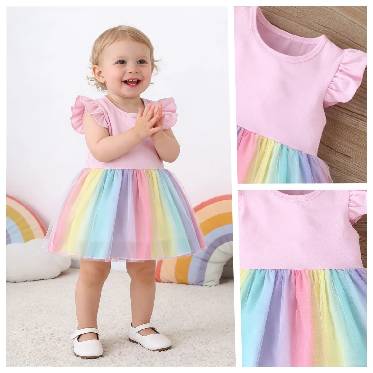 Summer New Arrival Kids' Flared Rainbow Skirt - Fashion Princess Flared Dress3640