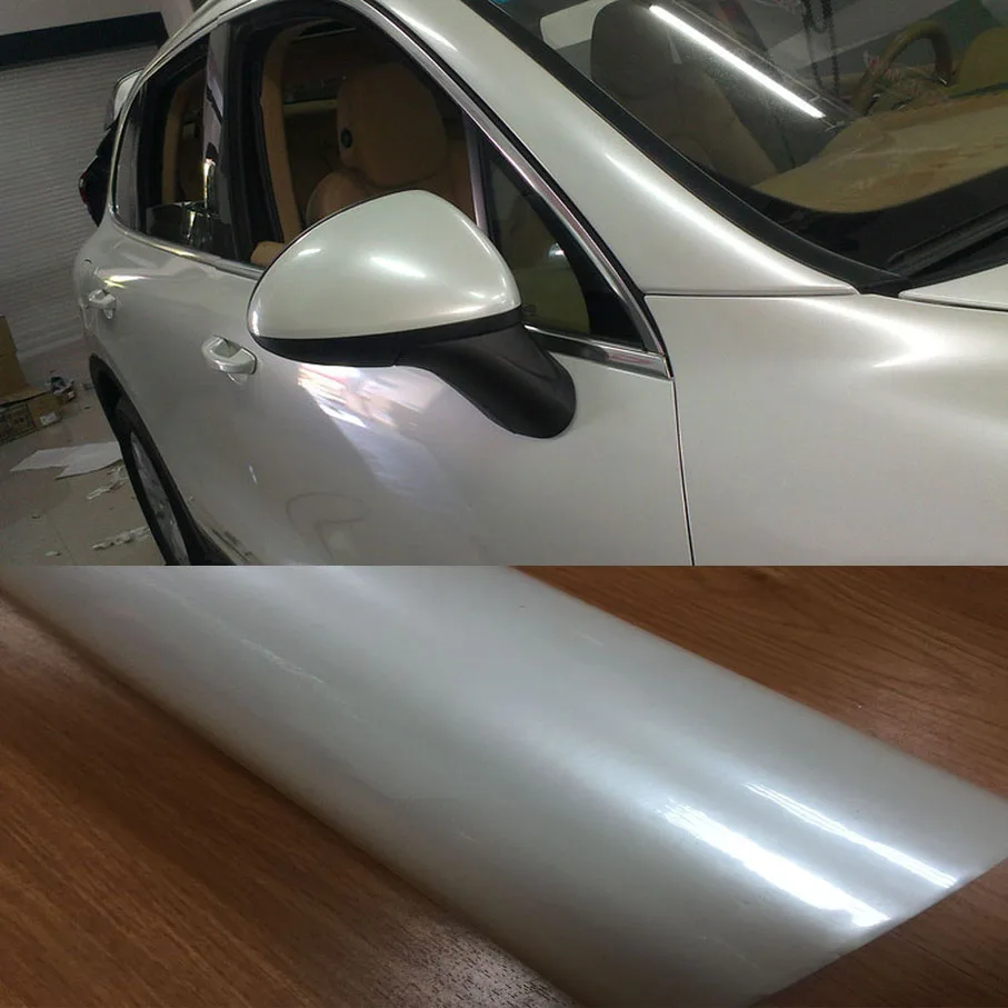 Glossy Pearl White Vinyl film for car wrapping Glossy ceramic pearl white sticker Size: 10/20/30/40/50/60x152cm/Lot image 4