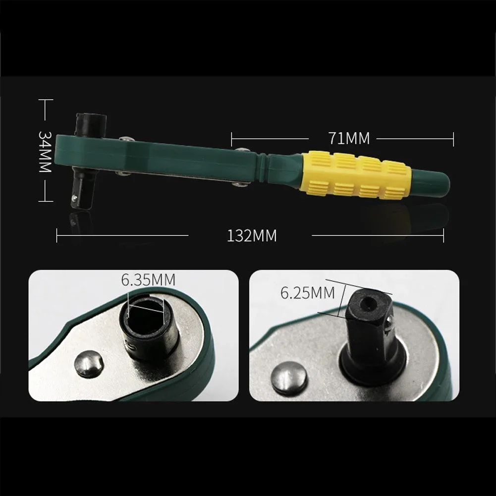 Chrome-Plated Ratchet Screwdriver Handle Compatible with 5 Replaceable Bits for Small Appliance and Toy Servicing