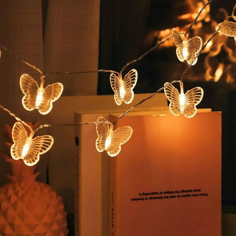 Guirnalda de luces LED de mariposa creativa, guirnalda de mariposas románticas impermeables, luz Artificial de ambiente hermoso