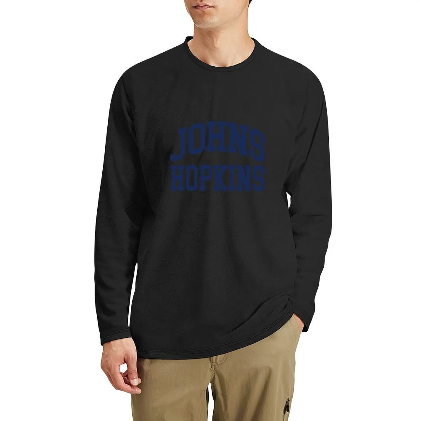 

johns hopkins - college font curved Long T-Shirt sweat shirts kawaii clothes Blouse Aesthetic clothing men graphic t shirts