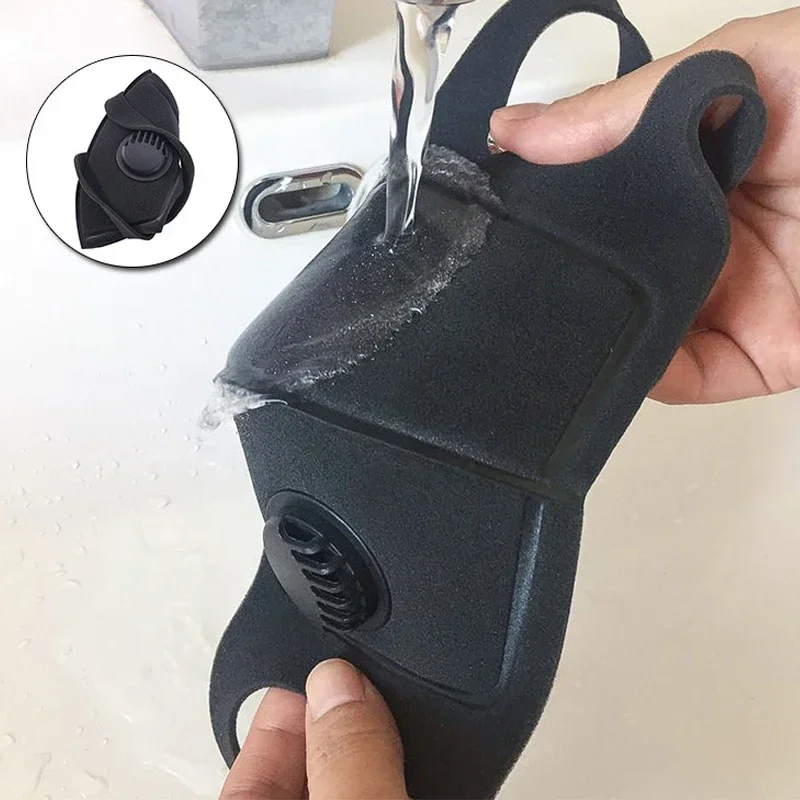 Black Anti Dust Mask PM2.5 Breathing Filter Valve Face Mouth Masks Reusable Mouth Cover Anti Fog Haze Respirator Men Women