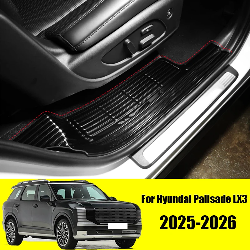 Stainless steel built-in threshold strip decorative protective frame for Hyundai Palisade LX3 2025 2026