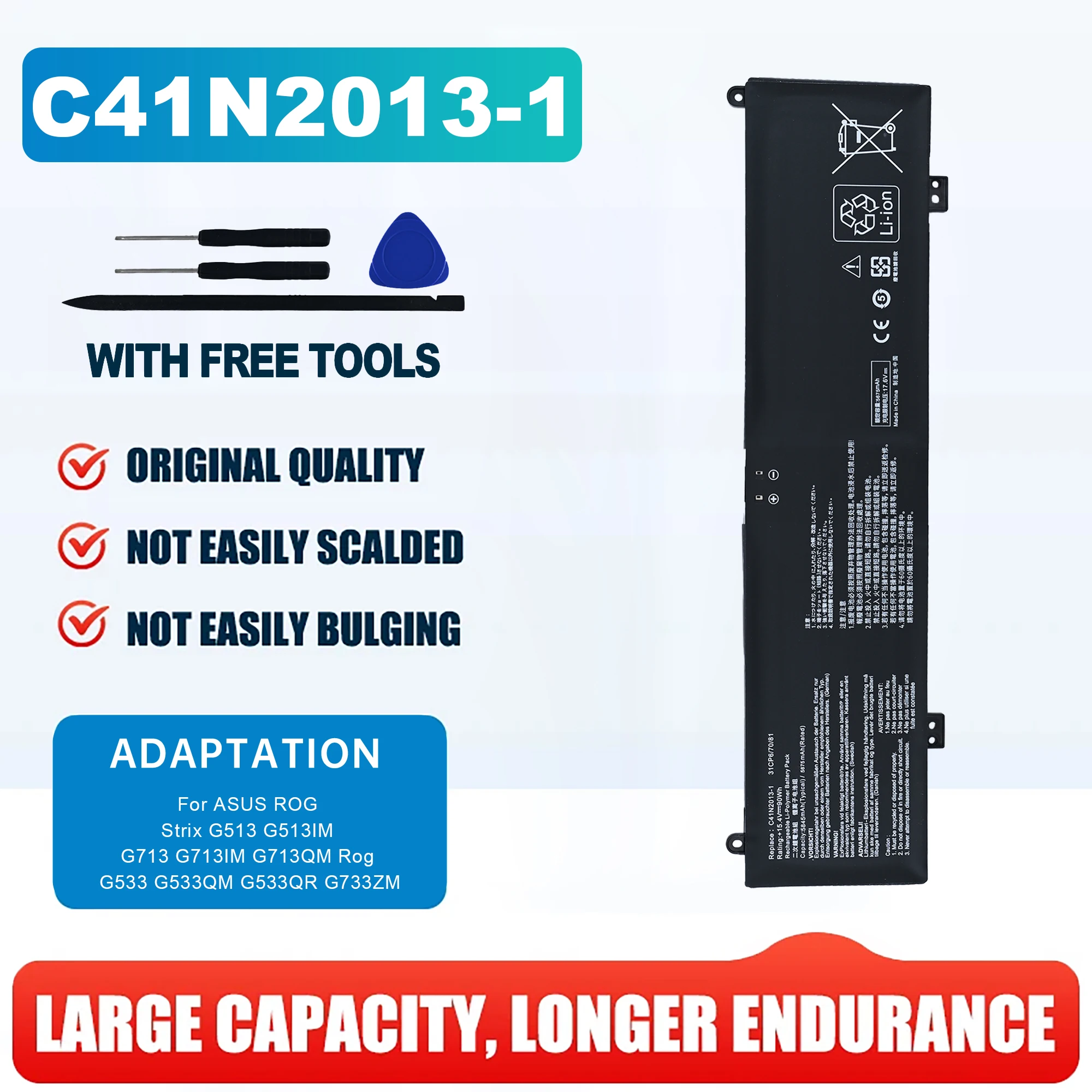 90W C41N2013 C41N2013-1 Laptop Battery For ASUS ROG Strix G513 G513IM G713 G713IM G713QM Rog G533 G533QM G533QR G733ZM