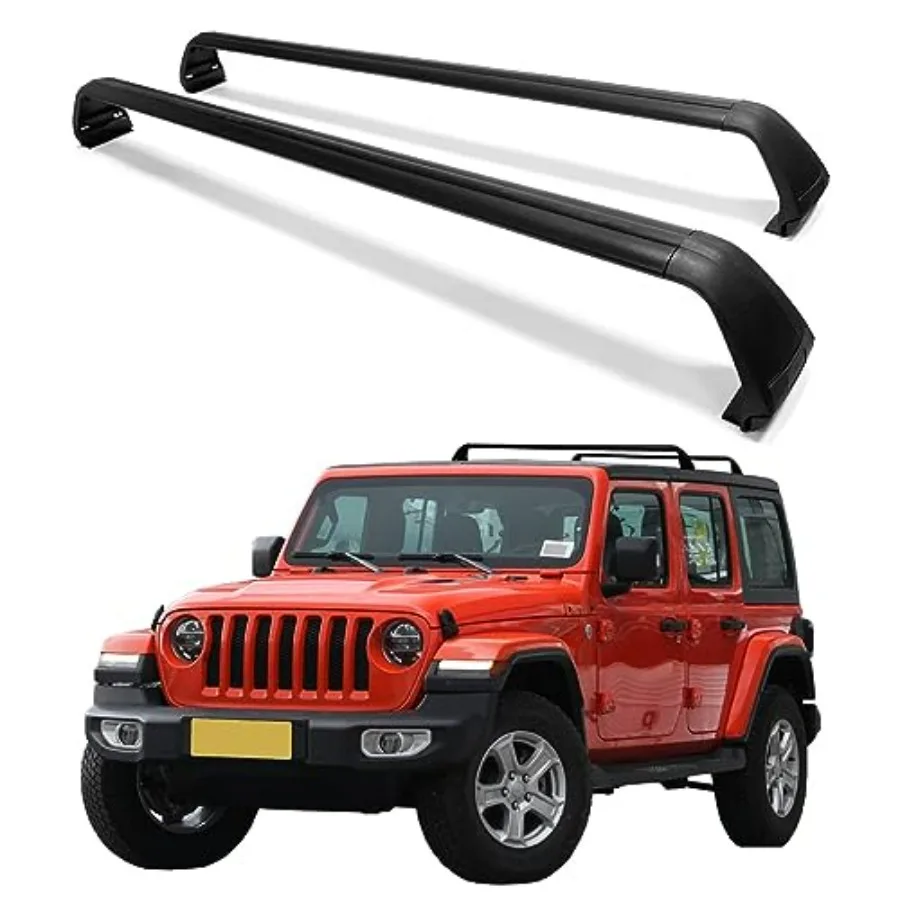 

Aluminum Roof Rack Cross Bars for 2007-2024 Jeep Wrangler JK JL Gladiator JT 4 Doors Hard Top Fits Kayak Cargo Carriers Luggage